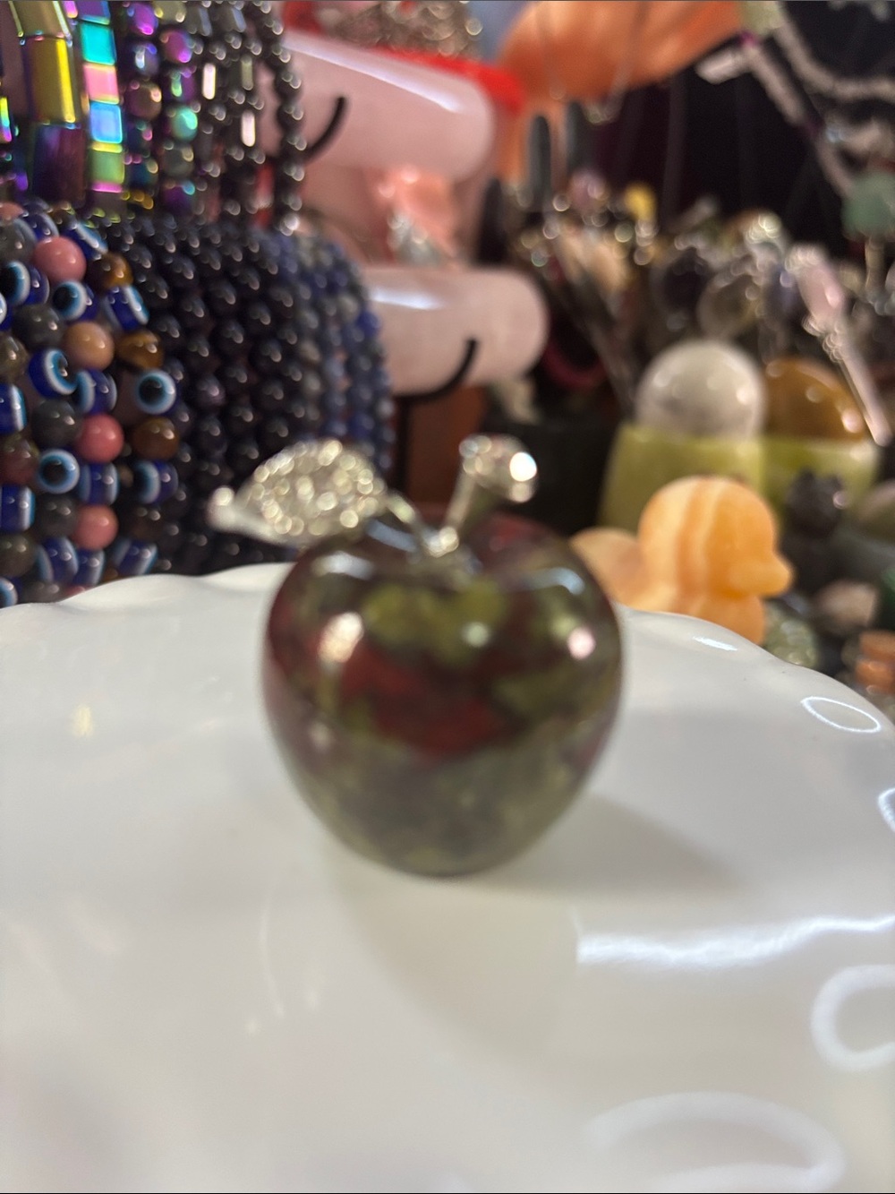 Dragon Blood Jasper, Apple Stone Sculpture – Home Art Accent